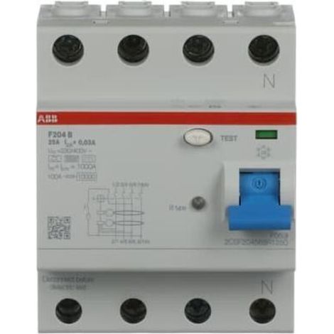 ABB Stotz S&J FI-Schutzschalter TypB 4P 25A, 30mA, 3kA, 4TE F204B-25/0, 03-4TE
