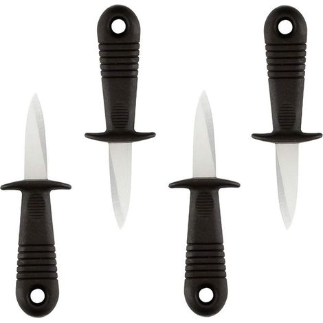 Lot de 4 couteaux à huîtres en acier inoxydable avec manche antidérapant, outils spéciaux pour fruits de mer. (1/5)