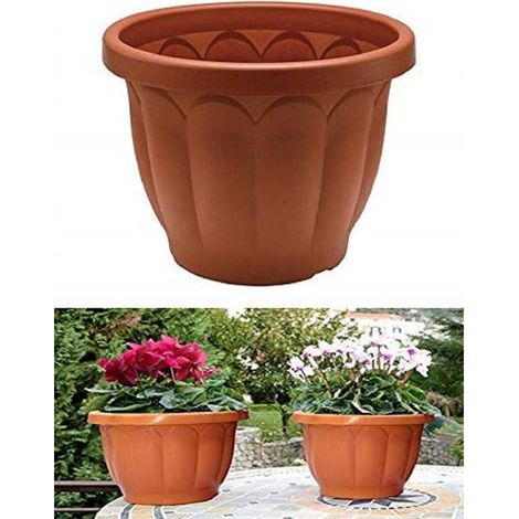 TrAdE Shop Traesio - Vaso Fioriera Classico Diametro 18 Cm In Plastica Per Piante Fiori Da Esterno -