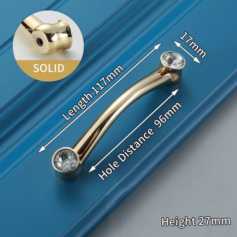 (Ensemble de 2 pièces) Boutons et poignées de meuble en cristal, adaptés aux boîtes à chaussures, aux portes d'armoire et aux tiroirs.