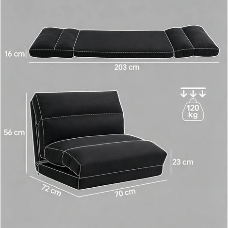 Fauteuil poire convertible en canapé-lit inclinable 70x72x56 cm en tissu polyester bleu foncé (1/5)
