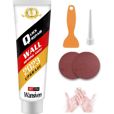 Crème de Réparation Murale, Enduit de Rebouchage Imperméable et à Séchage Rapide, Enduit de Rebouchage Pâte de Murs qui Répare Efficacement les Rayures, Trous, Fissures, Graffitis Sur les Murs (1) (1/5)