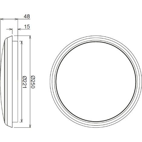 Hublot LED UFO 12 à 30W Ø250/300mm Opale ON/OFF/détecteur HF - caractéristiques - Hublot blanc - 250mm - 12W - 4000K Opale ON/OFF (1/4)