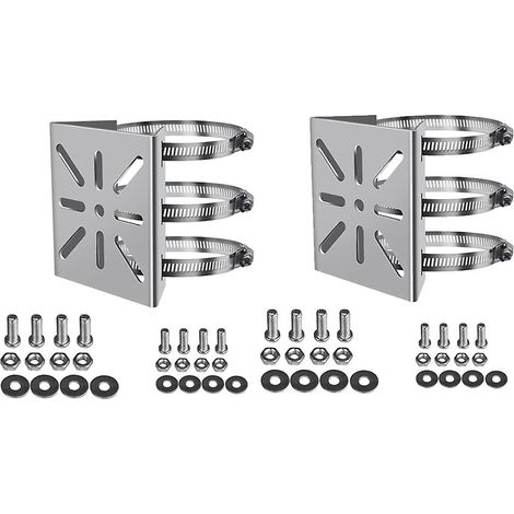 2 supports de fixation murale universels avec 6 boucles, adaptateur de montage vertical en acier inoxydable pour caméra de sécurité CCTV (1/5)