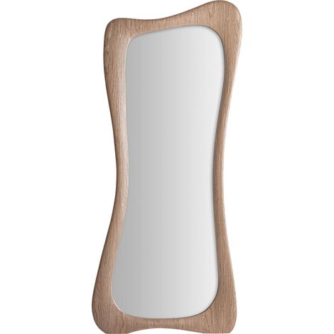 Miroir contemporain bois mdf finition chêne clair élégant - Chêne clair et miroir argenté (1/4)