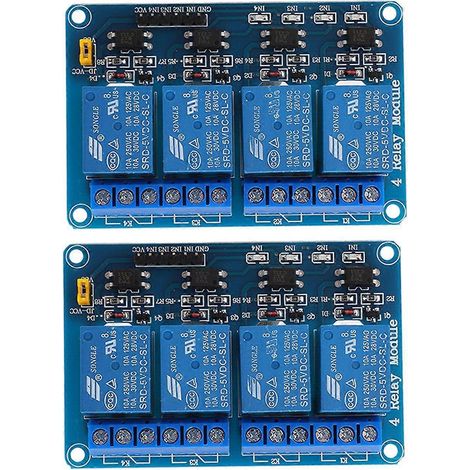 2 Stück 4-Kanal-Relaismodul mit Optokoppler-Isolation, ABS-Halbleiterrelaismodul für SPS-Steuerung 5V (1/4)