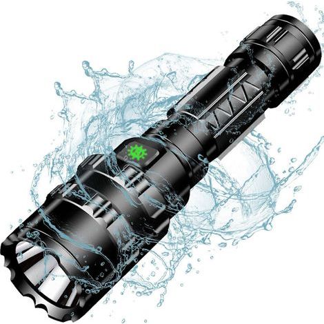 BUNTHAUS Lampe torche,Lampe de poche rechargeable USB 10W en alliage d'aluminium LED lampe de poche à lumière forte tactique définie maison extérieure - lumière rouge (câble USB) sans batterie (1/5)