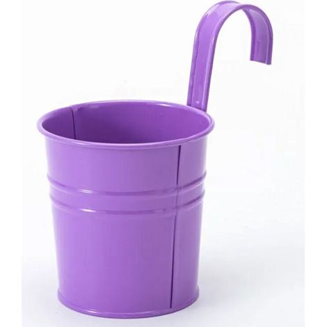 2 Pots De Fleurs En Métal Suspendus, Jardinière En Pot En Fer Avec Trou De Drainage, Parfaits Pour La Décoration Du Jardin(Violet)