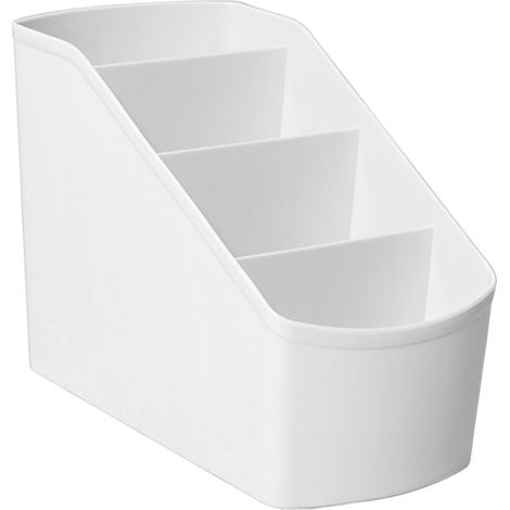 Organiseur de bureau multifonctionnel à 4 compartiments en plastique pour stylos, crayons et télécommandes, idéal pour la chambre, le dortoir, l'école ou le bureau. (1/5)