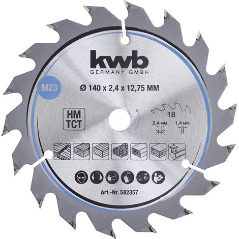 kwb Kreissägeblatt 140 x 12,75 mm, schneller Schnitt, Sägeblatt geeignet für Weich- und Hartholz, Tischlerplatten und Spanplatten