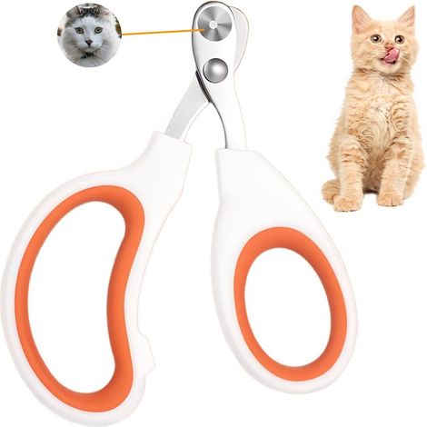 Coupe Griffes Chat, Professionnel Coupe Ongle Chat, avec Sécurité Positionnement Trou, Coupe Griffe Lapin Pour Chatons, Lapins, Cobayes, Oiseaux, Chiots, Et Petits Animaux (Simple Trou, Orange)