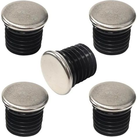 5x Bouchon de tube rond 22 mm embout rentrant tuyau chromé acier chaise meuble plat (1/3)
