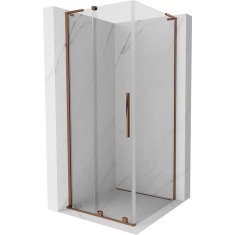 Cabine de douche coulissante Mexen Velar L 90 x 90 cm, transparent, or rose - 871-090-090-03-60 (1/5)