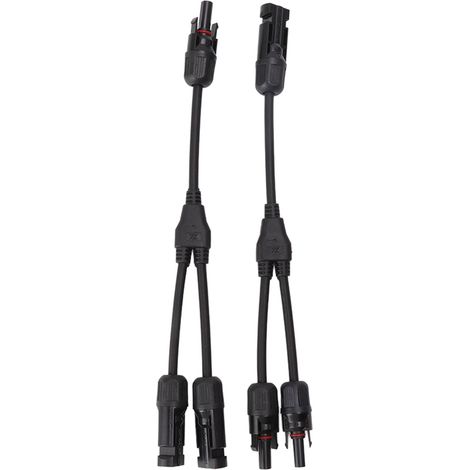 2 Pièces Connecteurs Solaires en Y, Diviseur 1 vers 2, Câble d'Adaptateur Parallèle pour Panneaux PV, Fiche DC 1000V Noir (1/5)