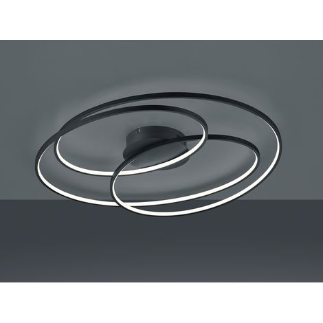 Große LED Deckenlampe GALE hell, dimmbar über Schalter, Schwarz, Breite 80cm