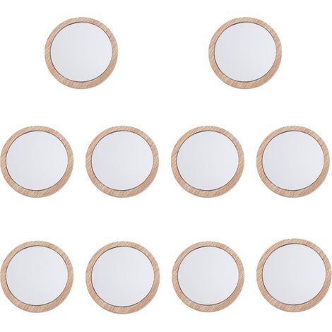 Set mit 10 Mini-Rundspiegeln aus Holz – Kompaktes und natürliches Design – Ideal für Make-up und Reisen – Glatte Holzoberfläche (1/5)