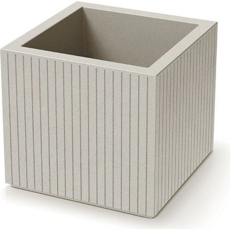 Pot de fleurs carré TCS48 - 48 cm - Sable coloré - Résistant - Capacité 47 L - Plastique durable (1/2)
