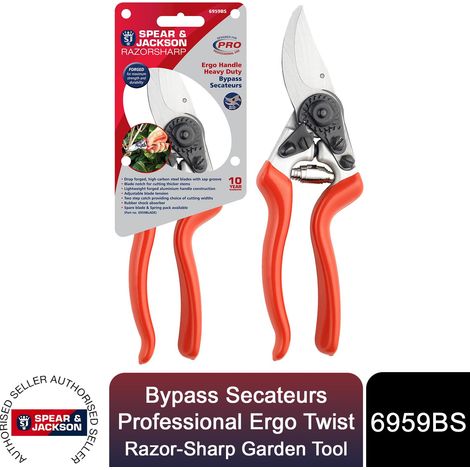 Spear & Jackson Bypass Secateurs, Professional Ergo Twist Razorsharp Garden Tool