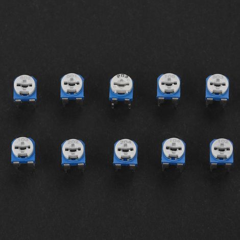 100 Stück, 10 Werte, blau und weiß einstellbare Widerstände, Trimmerpotentiometer, elektronisches Bauteil mit Gehäuse RM065 (1/5)