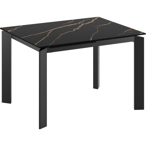Tavolo Allungabile Frame 80x120-170x75 cm Top in Ceramica Marmo Portoro Nero Opaco (1/3)