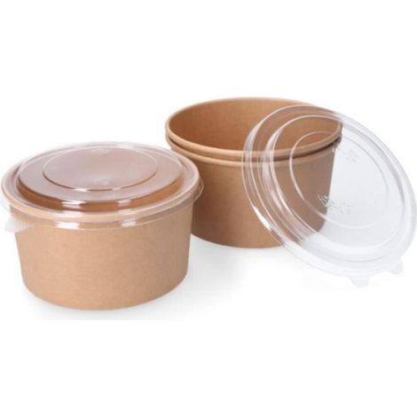 Contenant rond en carton biodégradable salade avec couvercle 1000cc (3ud) (1/5)