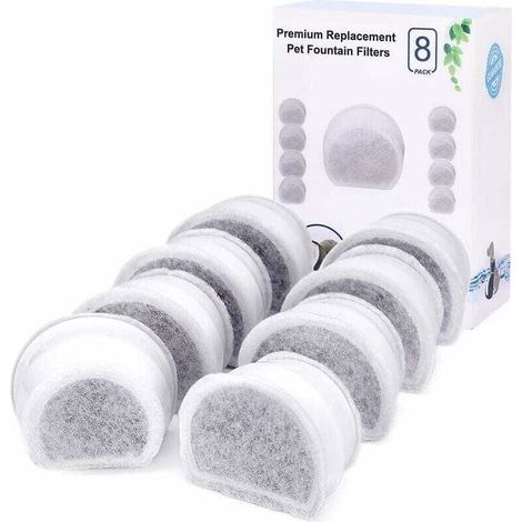 Ersatz-Kohlefilter für PetSafe Drinkwell Avalon-, Pagoda-, 2-Gallonen-, Sedona- und Seascape-Brunnenfilter, 8er-Pack Brunnenfilter (1/4)