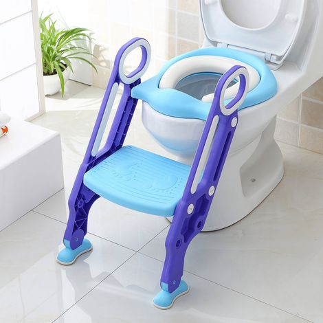 Réducteur de WC, Siège de toilette avec escalier pliable - Hauteur réglable pour enfants de 1 à 7 ans (1/4)