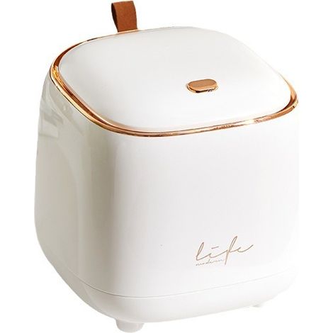 1 PCS Mini poubelle de bureau en plastique, petite corbeille de rangement de bureau à bouton de nettoyage (1/5)