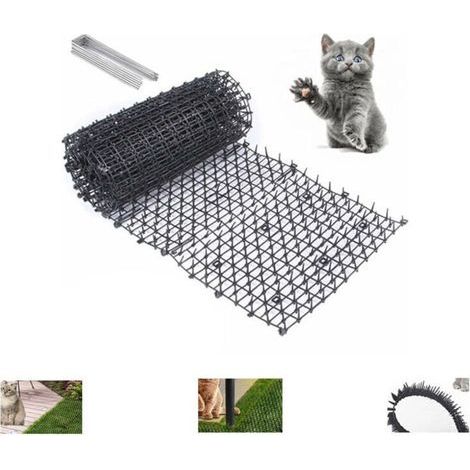 Tapis Anti-Chat avec Pointes,200 30cm Tapis de Dissuasion répulsif pour Chat Chien Animal,avec 8 Ancrages au Sol en Forme de U, Répulsif Chats Chiens Naturel & Écologique pour Jardin, Clôtures,TRIMEC (1/4)