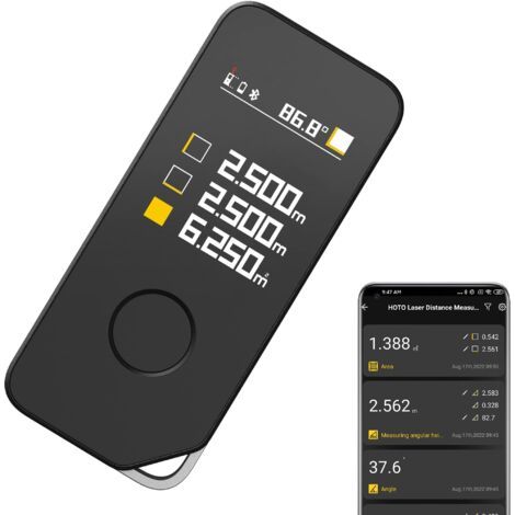 Télémètre Laser Numérique Pro 50m, Mesure Laser avec Bluetooth, Écran Couleur LED, Mesure en Temps Réel, m/in/ft, Précise ±2 mm, 5 Modes, Distance/Angle/Hauteur/Zone/Règle Virtuelle (1/5)