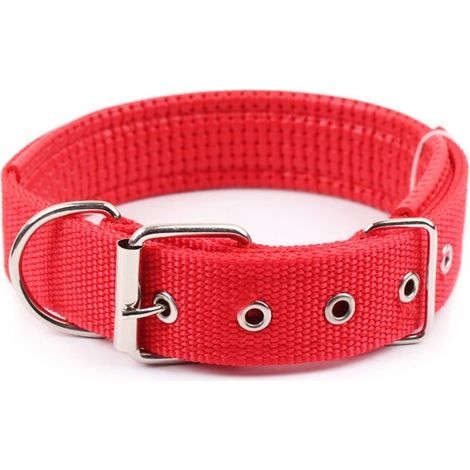 Collier pour Chien,Comfy avec boucle facile fort nylon rembourré chiot chien collier animaux de compagnie, (L (Cou 40-55cm), Rouge) (1/5)