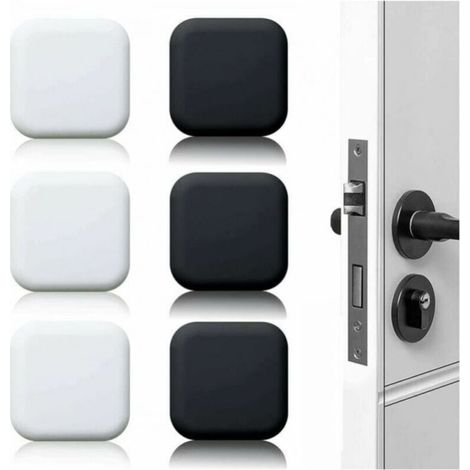 6er-Pack große selbstklebende Wandtürstopper aus Gummi, weiß/schwarz 45 x 45 mm, Wandpuffer und Türstopper für Türgriffe (1/4)