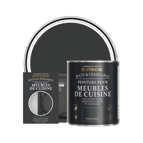 Rust-Oleum – Peinture meuble de cuisine 750ml – Finition mate charbon naturel – Résistante aux taches et déversements – Application facile sur bois et mélaminé (1/3)