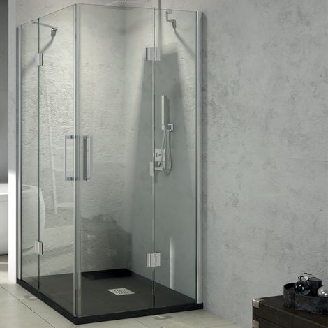 Ogomondo cabina doccia angolare con 2 ante battenti cristallo 8 mm misure 87-89x87-89xh195 cm - confezione 1 (1/5)