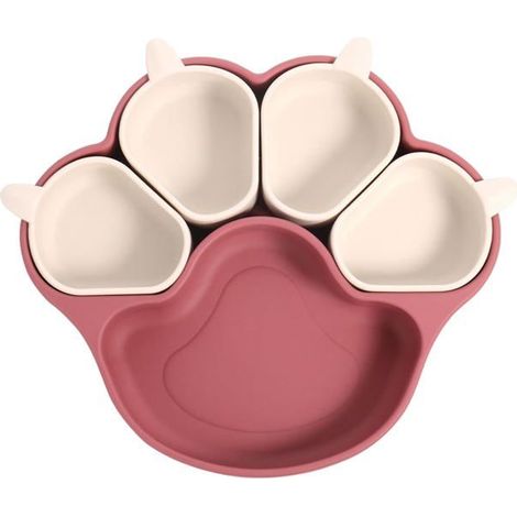 1 Assiette, Silicone, Forme patte d'ours, Résistante chaleur, table, Enfant