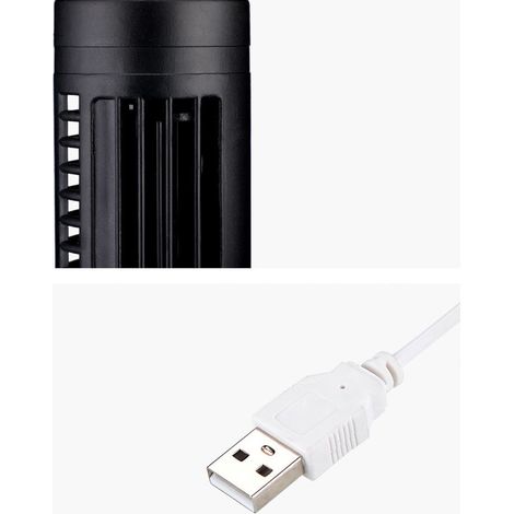 Ventilateur Tour Vertical Bladeless Mini USB avec 2 Vitesses et Mode Naturel pour Chambre Bureau Maison Noir ABS 330mm (1/4)