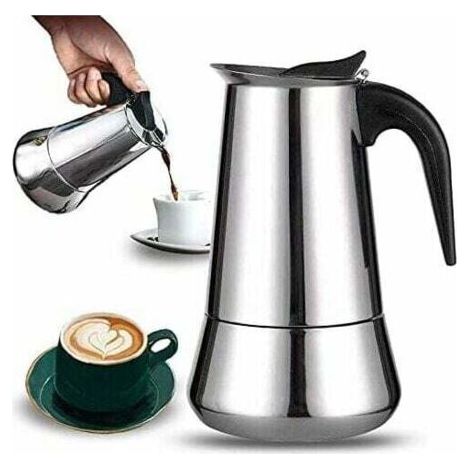 QORVA-Cafetière italienne 12 tasses en acier inoxydable compatible tous types de feux 12 tasses (1/4)
