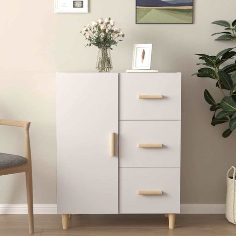 Buffet - Armoire de rangement Enfilade Blanc 69,5x34x90 cm Bois d'ingénierie BV202596 - BonneVie (1/5)