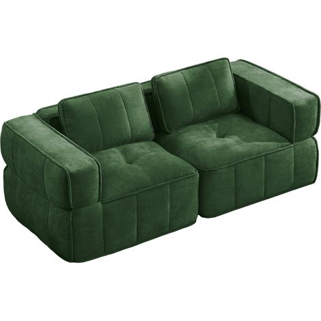Divano modulare 2 posti in poliestere verde 198 x 93 x 67 cm HOMVRA (1/5)