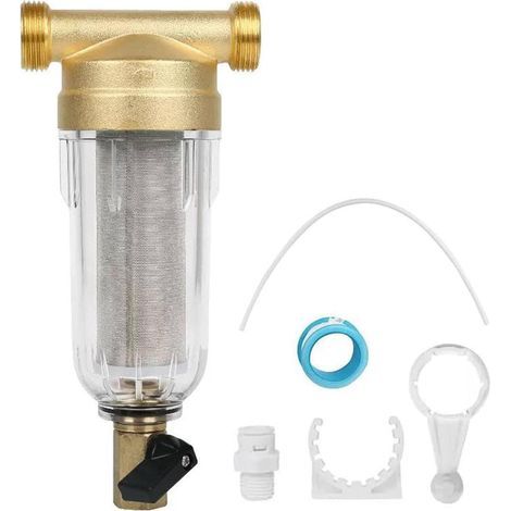 Filtre Fin Rinçable, Pré-Filtre, Filtre à Eau du Robinet, Filtre à Sédiments Pré-Filtre, Filtre à Eau à Sédiments Rotatif, pour Filtre à Sédiments pour Tuyau d'eau de Puits (1/2 ") (1/5)