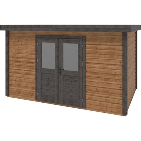 Abri de jardin en bois Freya 4.09x2.59m - 10.59m2 - Ep. 28mm - Traité (1/3)