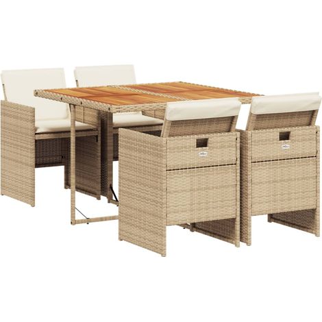 Maison Exclusive - 5-tlg. Garten-Essgruppe mit Kissen Beige Poly