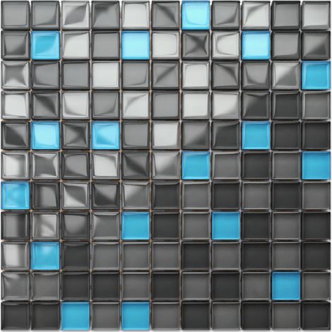 Ilcom mosaico in vetro su rete per bagno e cucina  30cm x 30cm - Minecraft diamond (1/5)