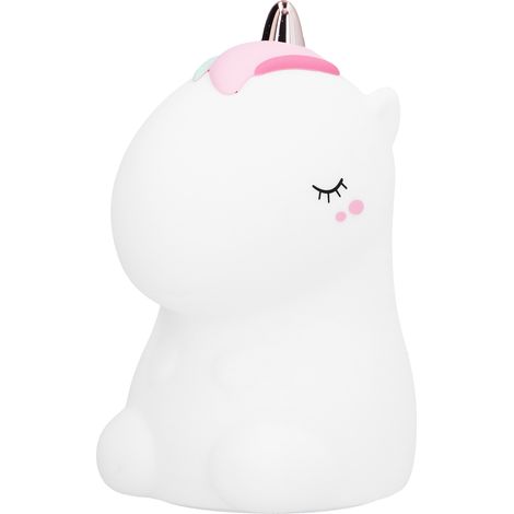 Lampe licorne LED rechargeable USB, veilleuse en silicone tactile multicolore, cadeau fille, modèle LJC-132, blanc, batterie intégrée (1/5)
