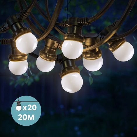 Guirlande lumineuse d'extérieur 20M blanc IP65 – 20 bulbes LED E27 dimmables – Pour terrasses et événements – Résistante à l'eau (1/5)