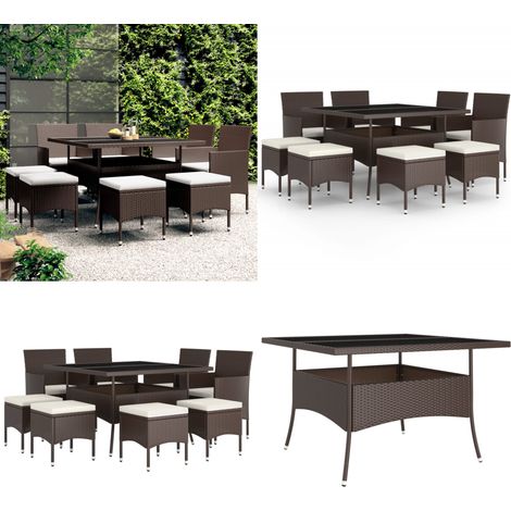 9-tlg. Garten-Essgruppe Poly Rattan Braun - Gartensessel - Gartentisch - Gartenmöbel Set - Outdoor Esstisch - Rattan Gartenmöbel - Home & Living (1/5)