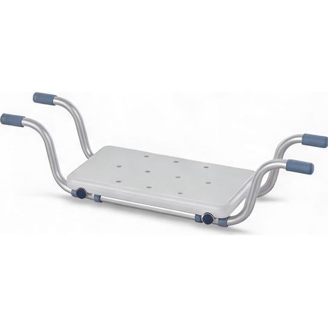 Siège de bain en aluminium réglable 73 à 83 cm amovible blanc (1/5)