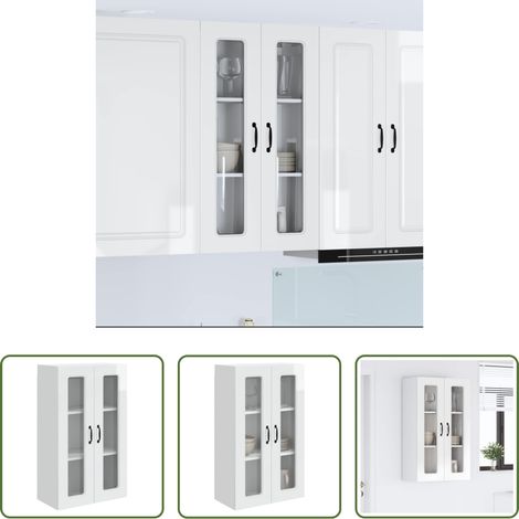 Holzschrank - Küchenschrank Kalmar Hochglanz Weiß 60 x 31 x 100 cm (1/5)