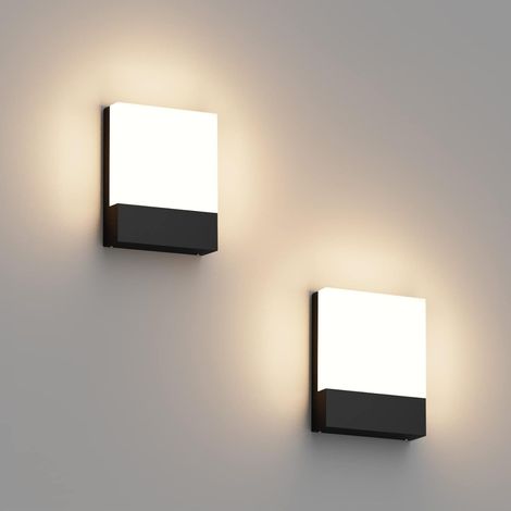 2 Stück 24W LED Außenwandleuchte, Wasserdicht IP65 Wandleuchten Außen/Innen, Aluminium Modern Außenleuchte Außenleampe Wand für Terrasse Garten, 1500 Lumen, Schwarz, Warmweiß 2700-3000K (1/5)