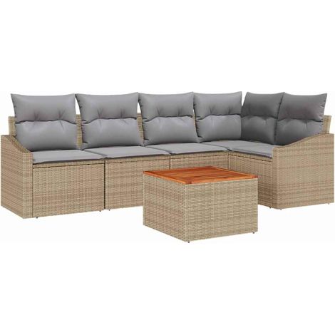 Maison Exclusive - Gartensofa-set mit Kissen 6 pcs Beige Poly-Rat